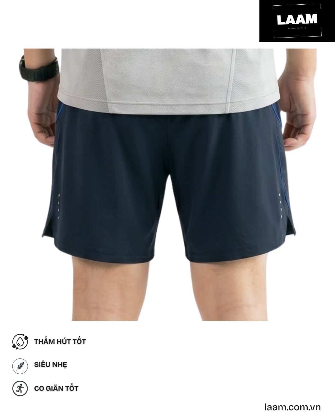 Quần short chạy bộ Piping Navy — view 2