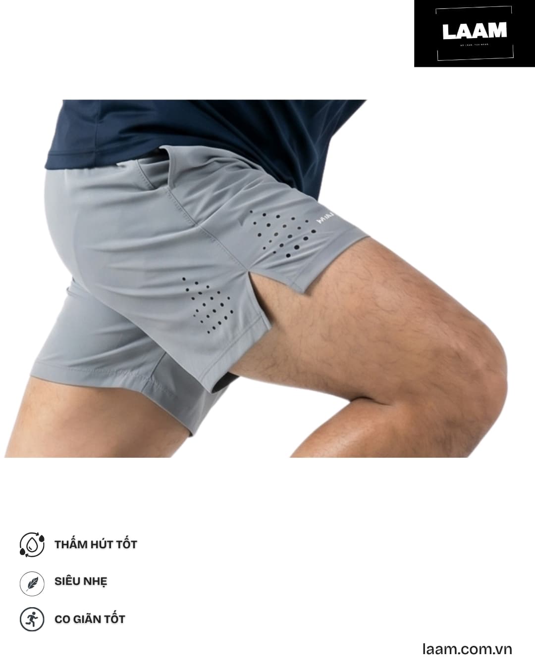 Quần short chạy bộ Laser-Cut — view 4